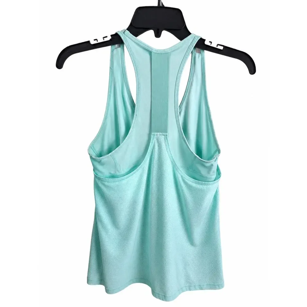 FILA Sport Women’s L Mint Green Racerback Mesh Tank Built In Bra Reflective